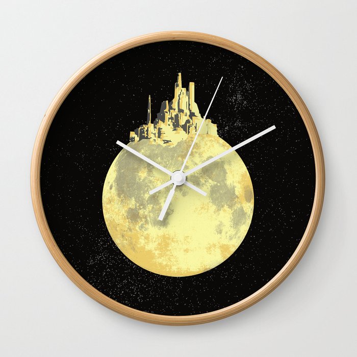 The City on the Top of the Moon: sci-fi worlds Wall Clock