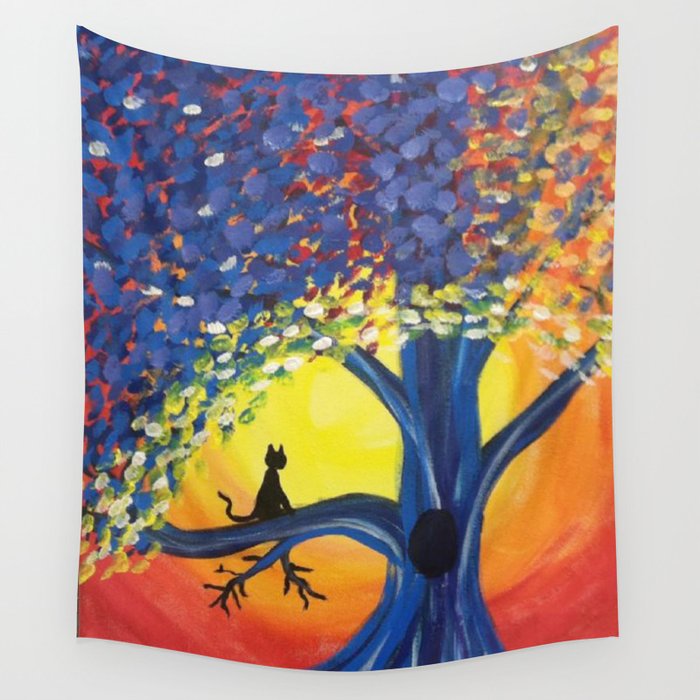 Kitties Love Sunsets Wall Tapestry