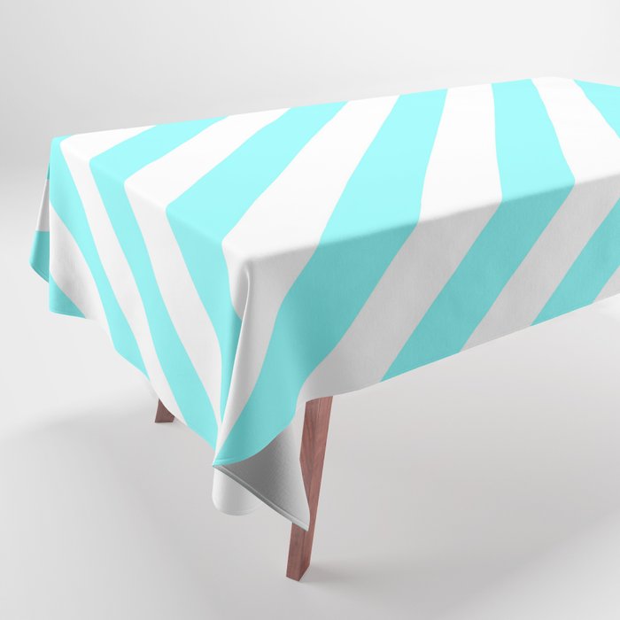 Diagonal Stripes (Aqua & White Pattern) Tablecloth