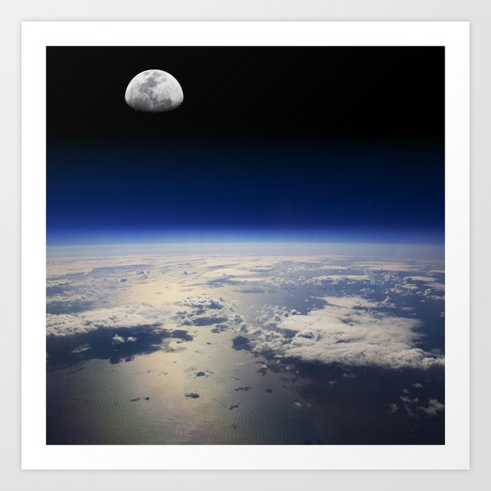 Earth and Moon Art Print