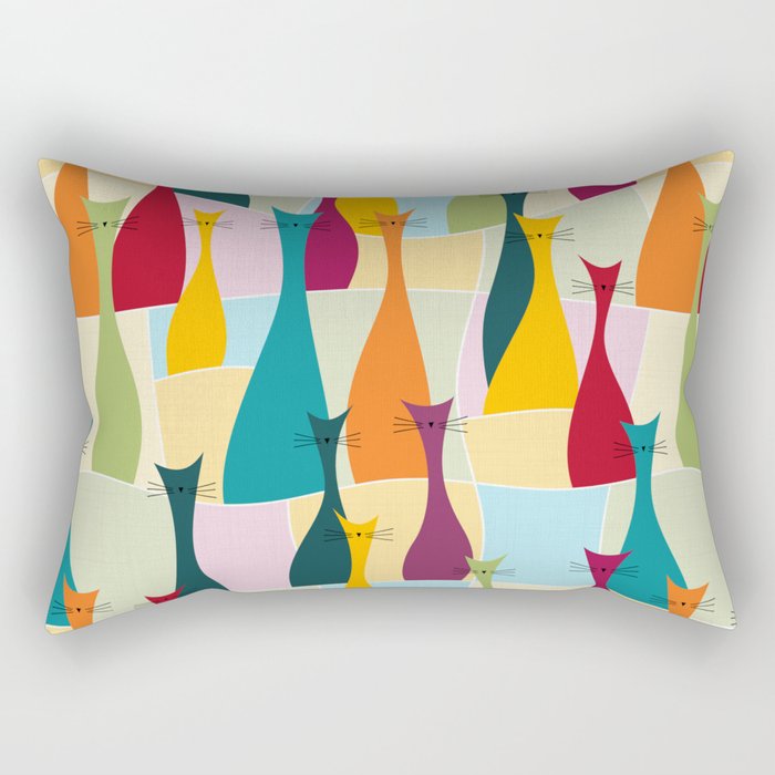 Ollie Cat Bohemian Colorful Pattern Rectangular Pillow