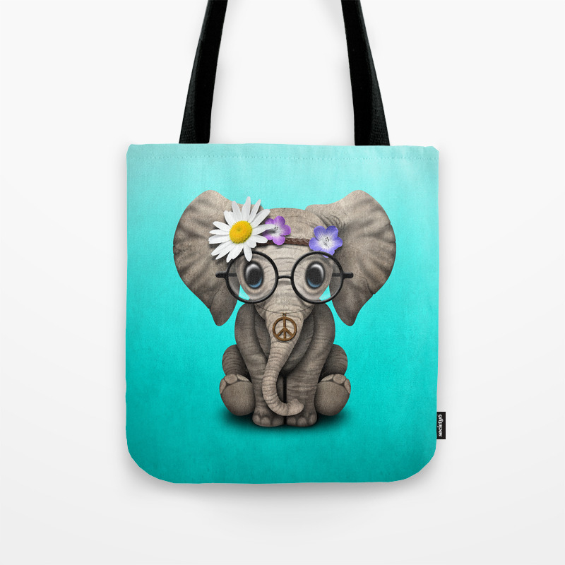 Cute Baby Elephant Hippie Tote Bag
