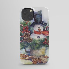 Watercolor Christmas snowman winter New Year decor iPhone Case