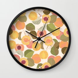 Georgia Peach Wall Clock | Ivetaabolina, Green, Digital, Drawing, Peach, Yellow, Onesweetorange, Fruit, Georgiapeach, Peaches 