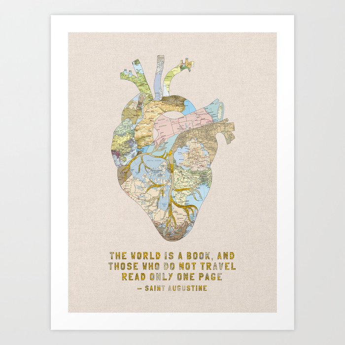 A Traveler's Heart + Quote Art Print