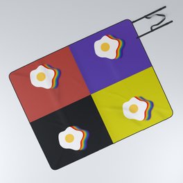 Rainbow fried egg patchwork 4 Picnic Blanket