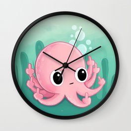 Octopus Flipping the Bird Wall Clock