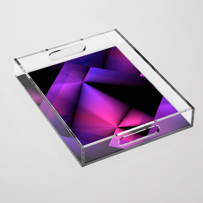 Abstract Geometric Diamond Gradient Black Purple Pink Flame Acrylic Tray