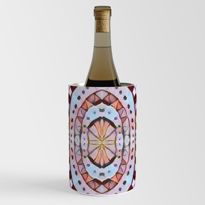 Teal Aztec Oval Pattern Wine Chiller