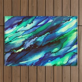 Seascape Alcohol Ink Painting Outdoor Rug