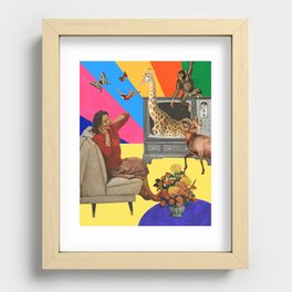 Adventure Livingroom - jungle animals collage art Recessed Framed Print