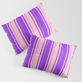 [ Thumbnail: Purple & Pink Colored Stripes/Lines Pattern Pillow Sham ]