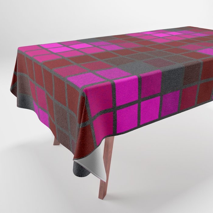 Pink Red and Green Velvet Squares Pattern Tablecloth