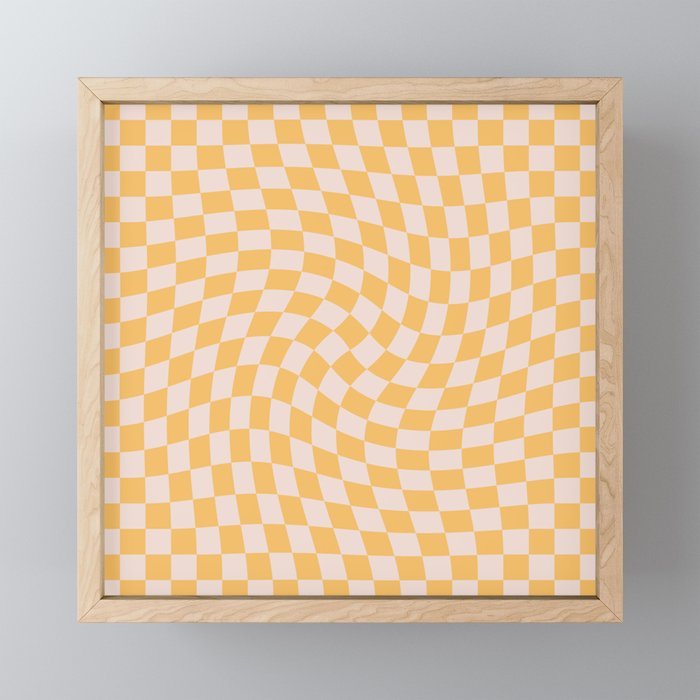 Check I - Yellow Twist — Checkerboard Print Framed Mini Art Print