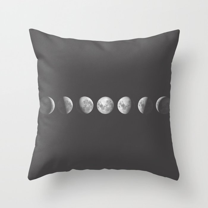 Moon Phases in Asphalt Throw Pillow