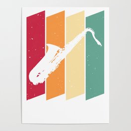 Retro Vintage Marching Band Saxophone Poster | Musical, Sax, Brass, Saxophone, Windinstrument, Notes, Gift, Bandplayer, Member, Retro 
