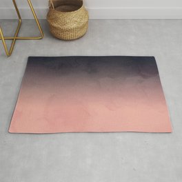 Modern abstract dark navy blue peach watercolor ombre gradient Area & Throw Rug