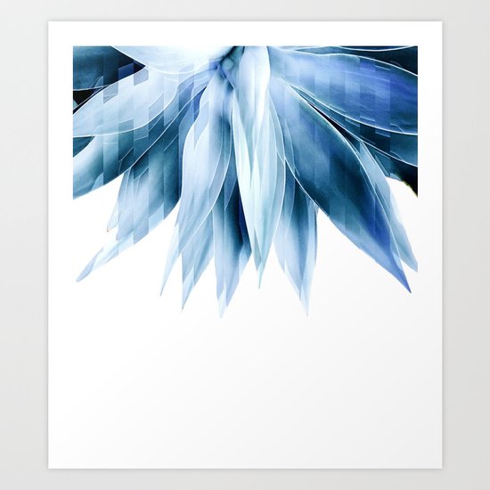 Agave geo fringe - blue Art Print