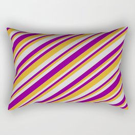 [ Thumbnail: Light Gray, Purple & Goldenrod Colored Lines Pattern Rectangular Pillow ]