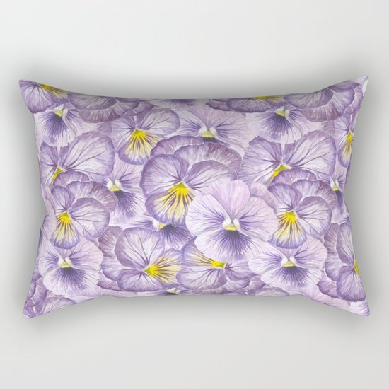 Watercolor floral pattern with violet pansies Rectangular Pillow