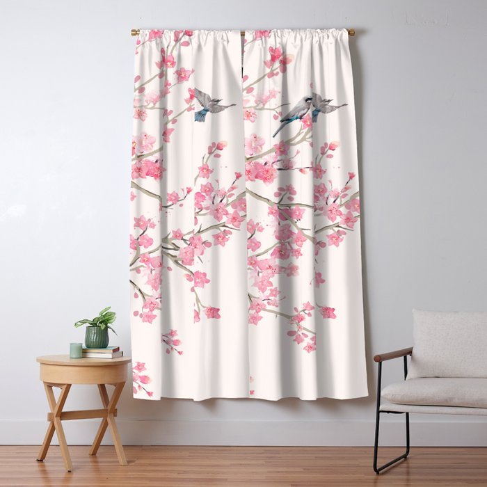 Birds And Cherry Blossoms Blackout Curtain By Nadja1 Society6