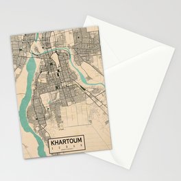 Khartoum City Map of Sudan - Vintage Stationery Card