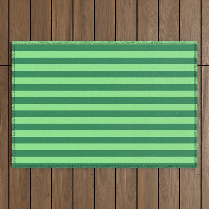 Sea Green & Light Green Colored Striped/Lined Pattern Outdoor Rug