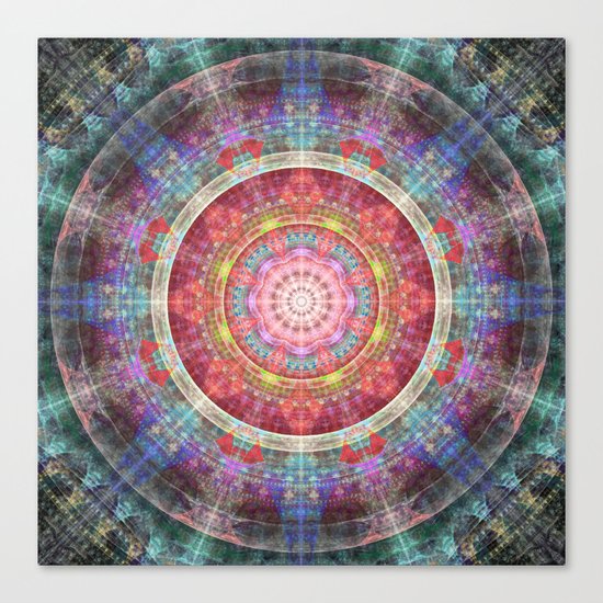 groovy colourful mandala filled with tribal patterns Canvas Print