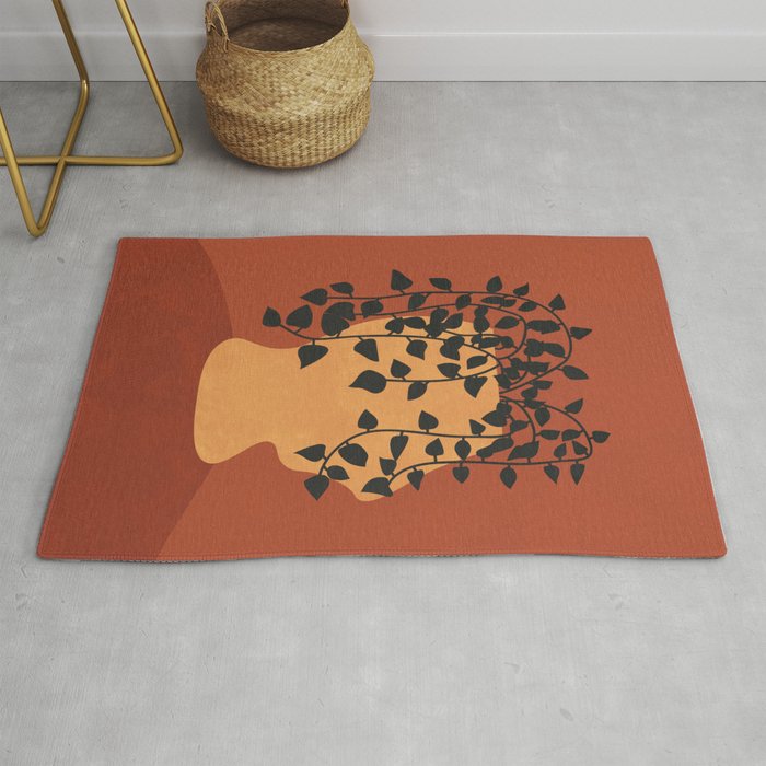 Abstract Potted Figure Terracotta Rug