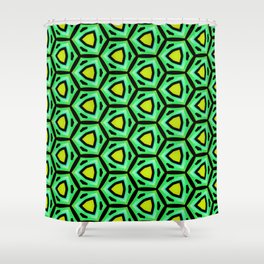 Spring brilliance. Modern, abstract, geometric pattern in bright green, light green, turquoise, yellow, black Shower Curtain