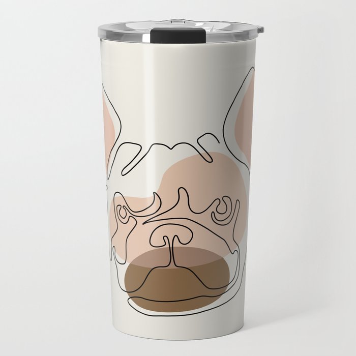 Modern One line Abstract Frenchie Travel Mug