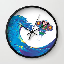Hokusai Rainbow & Jpanese Yakko kite  Wall Clock
