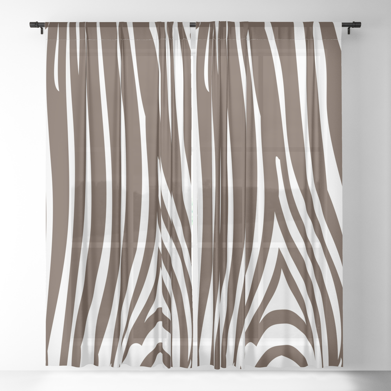 Zebra Stripes Animal Print Chocolate Brown And White Sheer