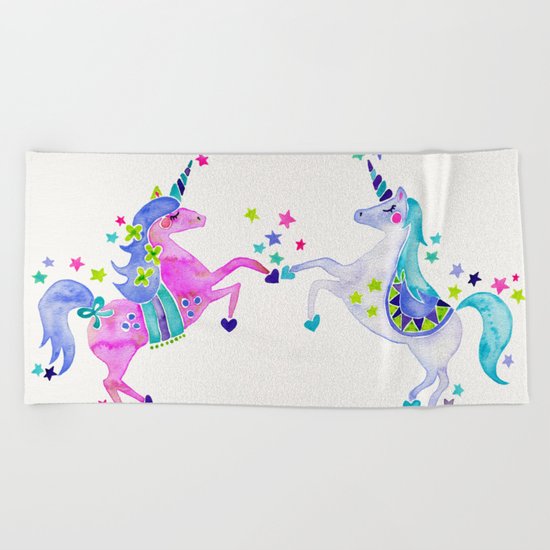 Pastel Unicorns Beach Towel