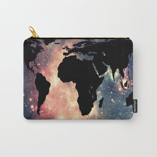 World Map Mauve & Teal Space Carry-All Pouch