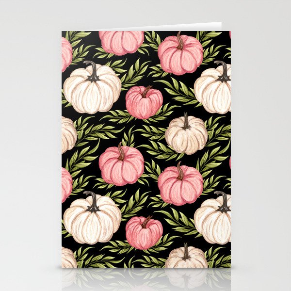 Watercolor Pumpkins Background Illustration Stationery Cards