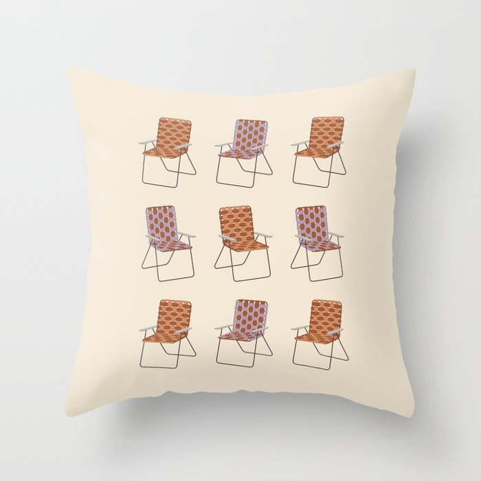 Sling Chair at the Beach in Beige Throw Pillow by Studio Valko