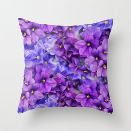 Violets in my garden, digital flower print Throw Pillow