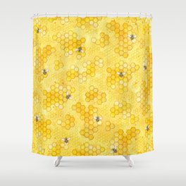 Meant to Bee - Honey Bees Pattern Shower Curtain
