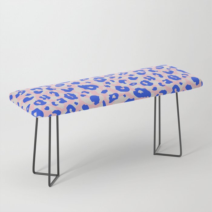 Bohemian Leopard Spots in Blue, Cream and Blush Pink Bench