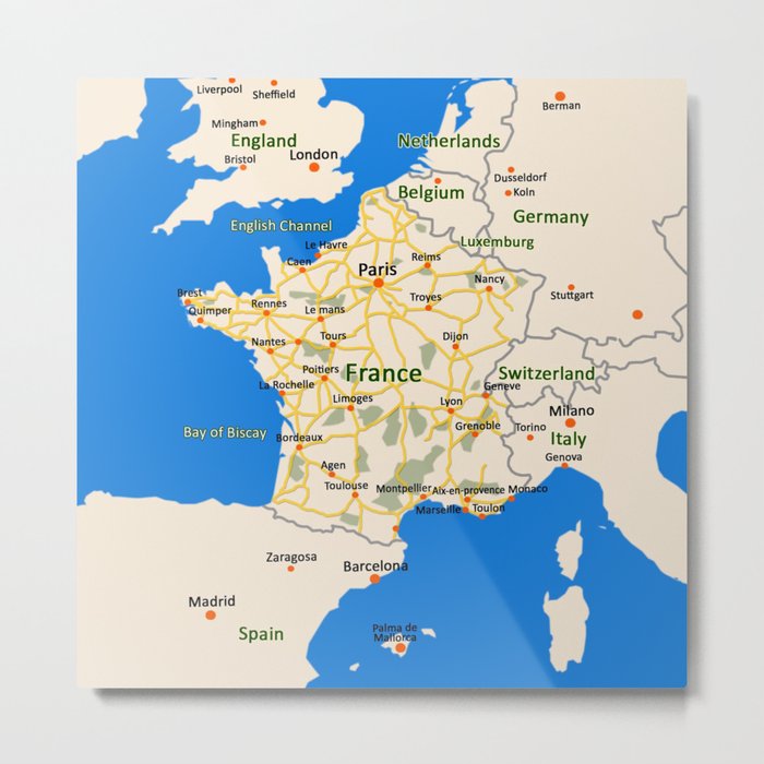 France map design Metal Print