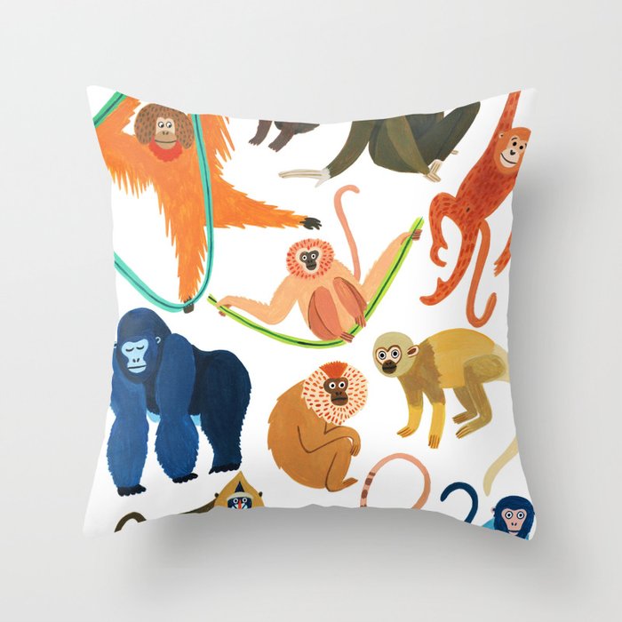 Jungle Monkeys Throw Pillow