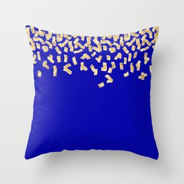 Royal blue golden confetti Throw Pillow