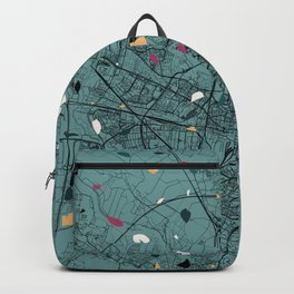 Wroclaw, Poland - Collage of city map and terrazzo pattern - contemporary Backpack