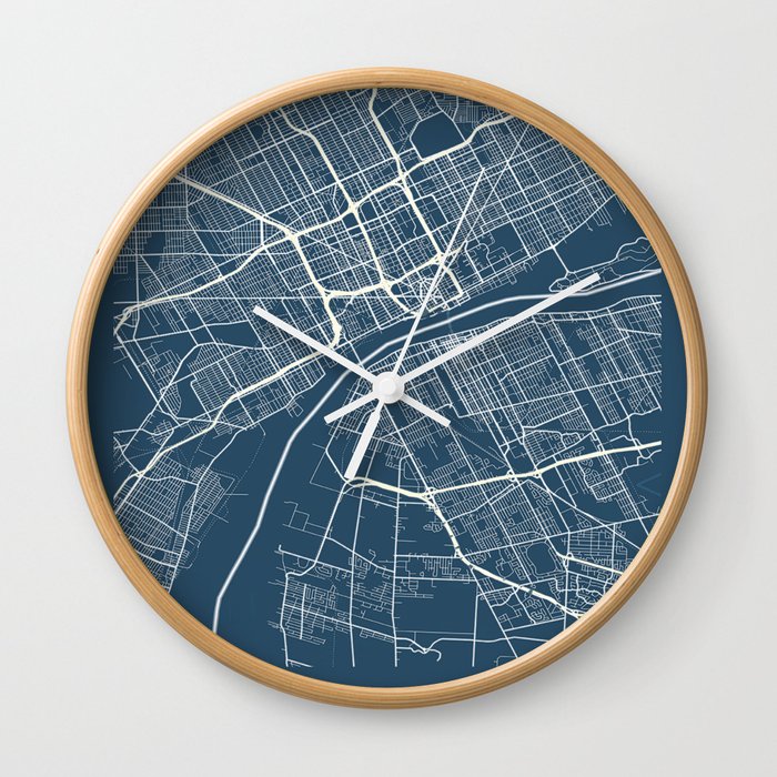 Detroit city cartography Wall Clock