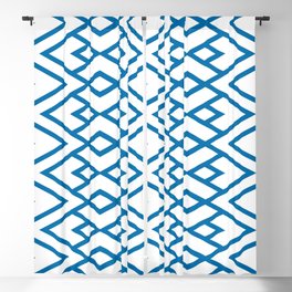 Blue and White Diamond Shape Art Deco Pattern 2022 Trending Color Pantone Indigo Bunting 18-4250 Blackout Curtain