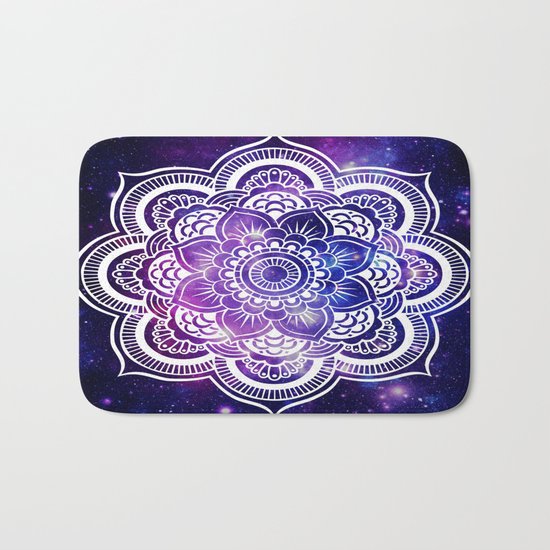 Mandala purple blue galaxy space Bath Mat