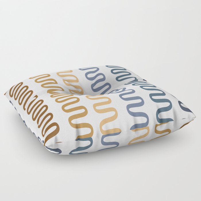 Abstract Shapes 241 in blue tan earthy (Snake Pattern Abstraction) Floor Pillow