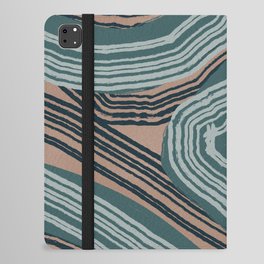 Deep green wavy stripe pattern iPad Folio Case