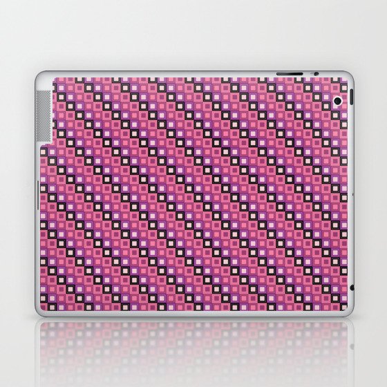 Vintage Art Deco Cube Pattern Magenta And Pink Retro Boho Aesthetic Laptop & iPad Skin